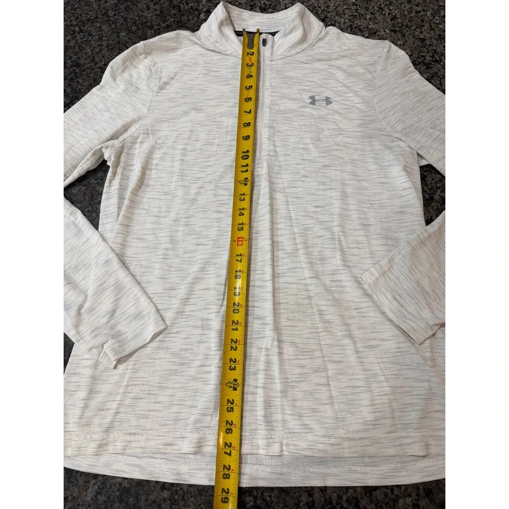 Under Armour Mens XL Quarter Zip Pullover Gray White Heather Space Dye HeatGear